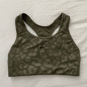 Nike Olive Army Green Cheetah Print Sports Bra Size S